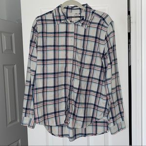 American Eagle White/Pink/Blue Flannel